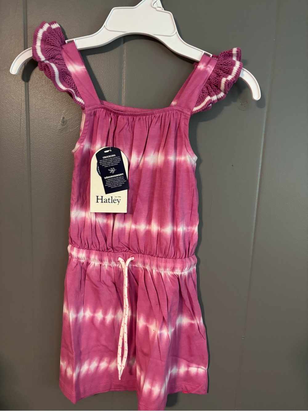 Hatley Magenta and White Tie-Dye Girls Romper
